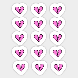 Sad Pink Broken Heart Set Pack Sticker